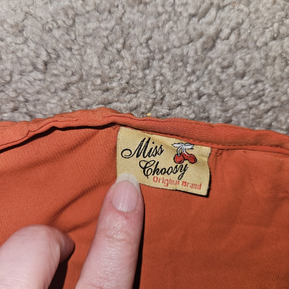 Vintage Y2K Miss Choosy Boho Embroidered Sequin Orange Tunic Long Sleeve Top - Picture 6 of 6